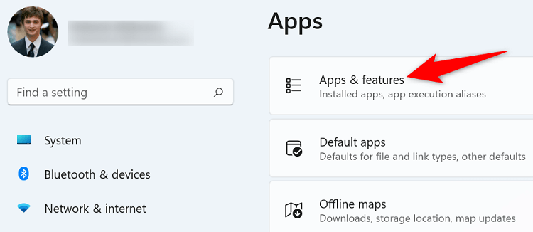 Choose Apps & features