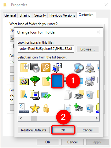 Select a Blank Icon for your folder