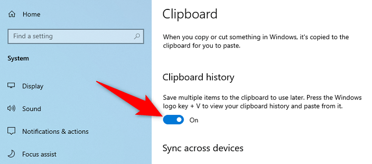 Toggle Off the Clipboard history