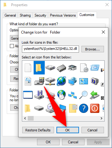 Select a Folder Icon and Click Ok