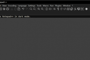 Notepad++ in dark mode.