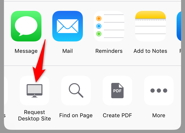 "Request Desktop Site" highlighted in Safari on iPhone.