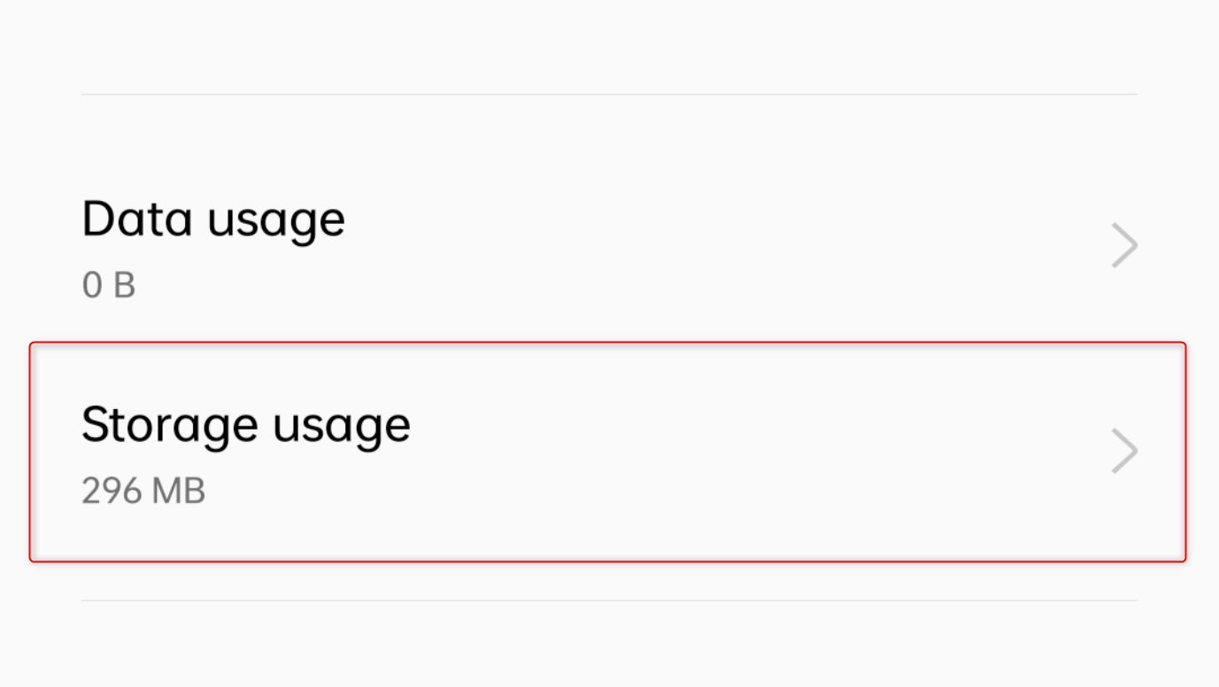 "Storage usage" highlighted for Brave in Android Settings.