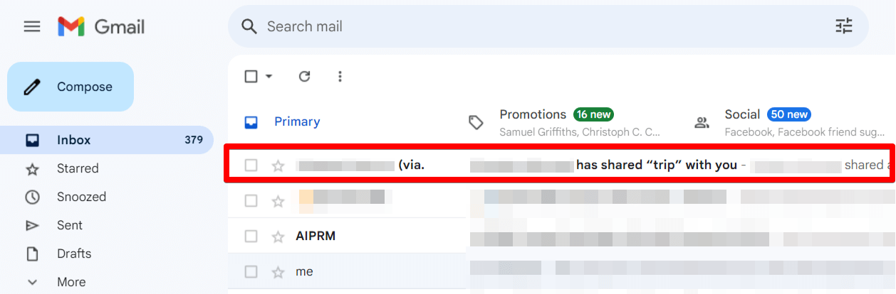 Google Photos' email highlighted in Gmail on desktop.