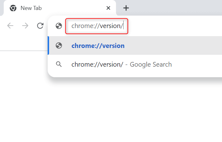 "chrome://version" typed in Google Chrome's address bar.