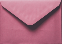 A pink envelope on a gray background.