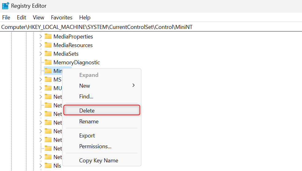 "Delete" option highlighted in right-click context menu.