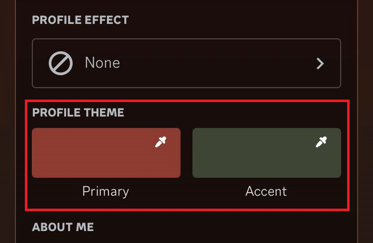 "Profile Theme" option in Discord mobile app.