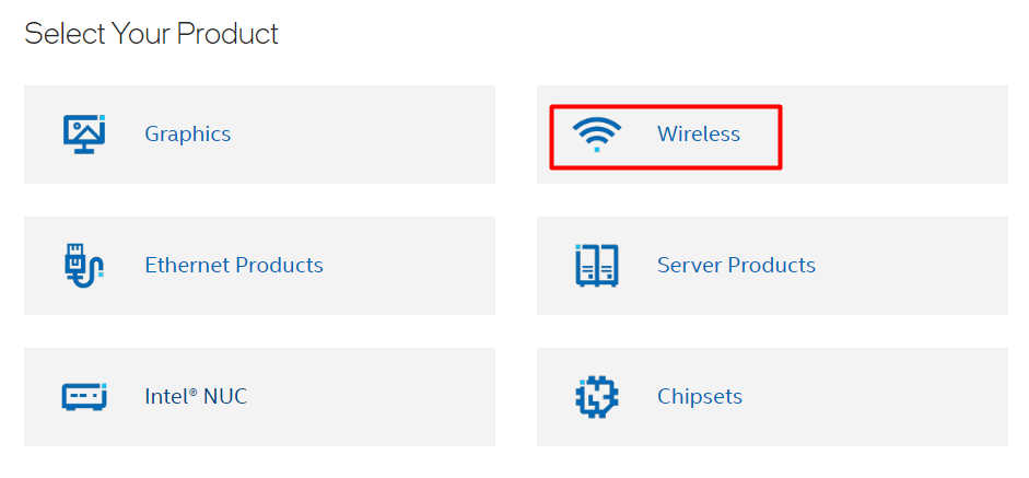 "Wireless" highlighted on the Intel website.