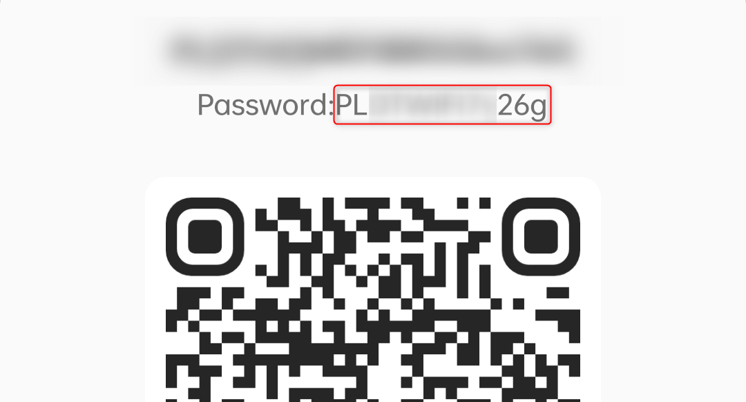 Wi-Fi password and QR code in Android settings.