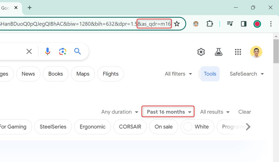 A URL and sort by date highlighted on Google Search.