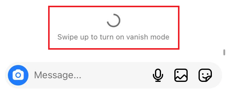 "Swipe up to turn on vanish mode" feature highlighted in Instagram app.