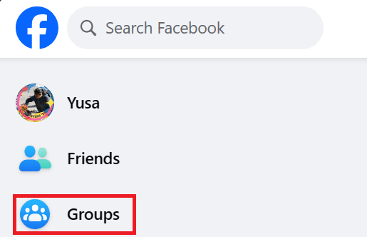 "Groups" section in Facebook for desktop.