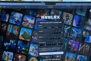 Roblox's sign-up screen open on a laptop.
