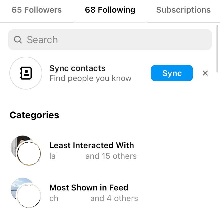 "Lease Interacted With" option shown on Instagram.