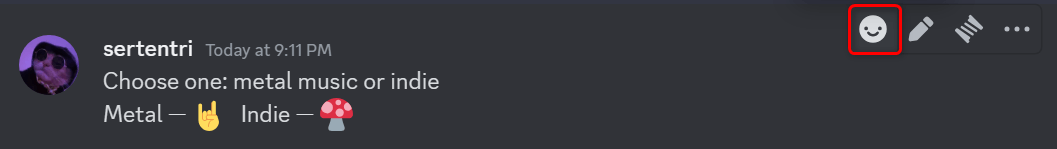 "Add Reaction" button in Discord.