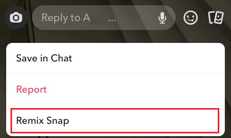 "Remix Snap" option highlighted in Snapchat.