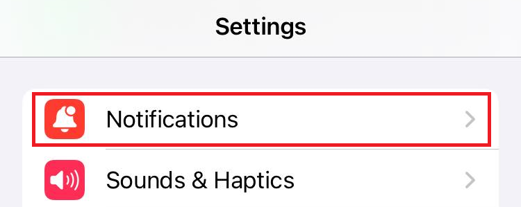 "Notifications" in iPhone Settings.