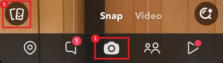 "Camera" icon highlighted in Snapchat.