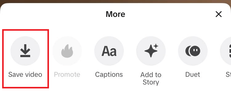 "Save video" option highlighted in TikTok.