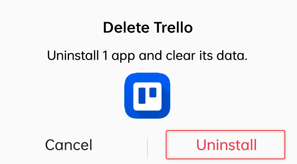 "Uninstall" option highlighted in confirmation dialog.