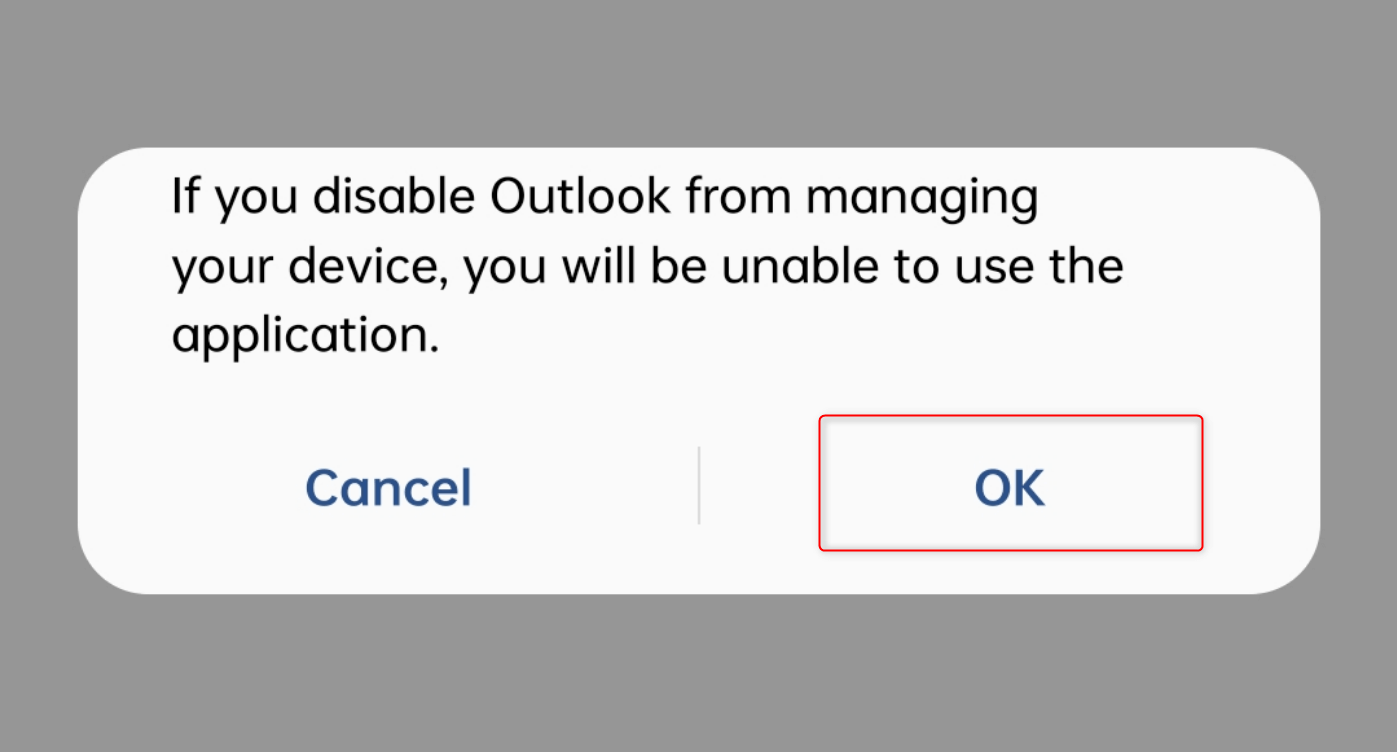 "OK" option to continue deactivating an admin app.